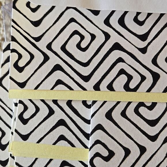 Black Cream Patterned Cards Envelopes Yellow Inside Blank Stationary Note Thanks - Picture 11 of 15